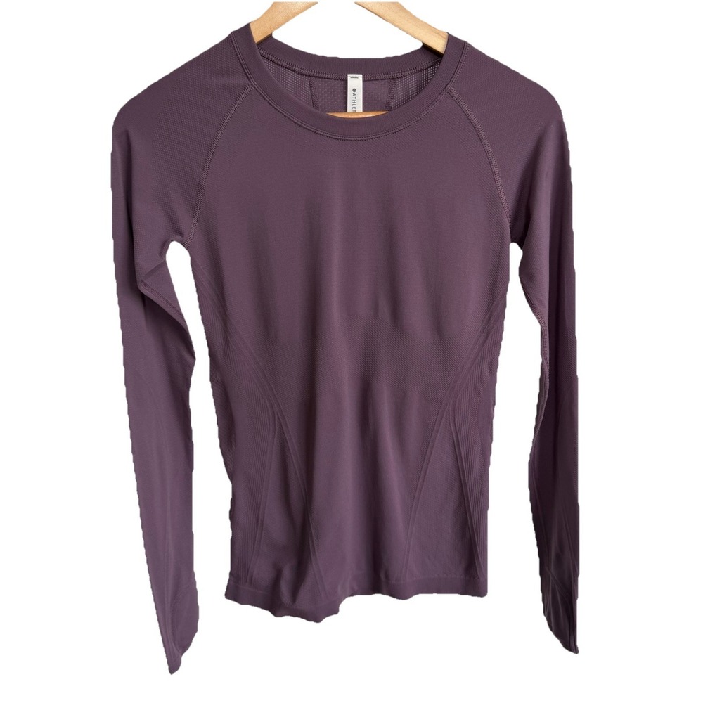 Athleta Momentum Seamless Top Purple Fitted Long sleeve Shirt Workout Running XS